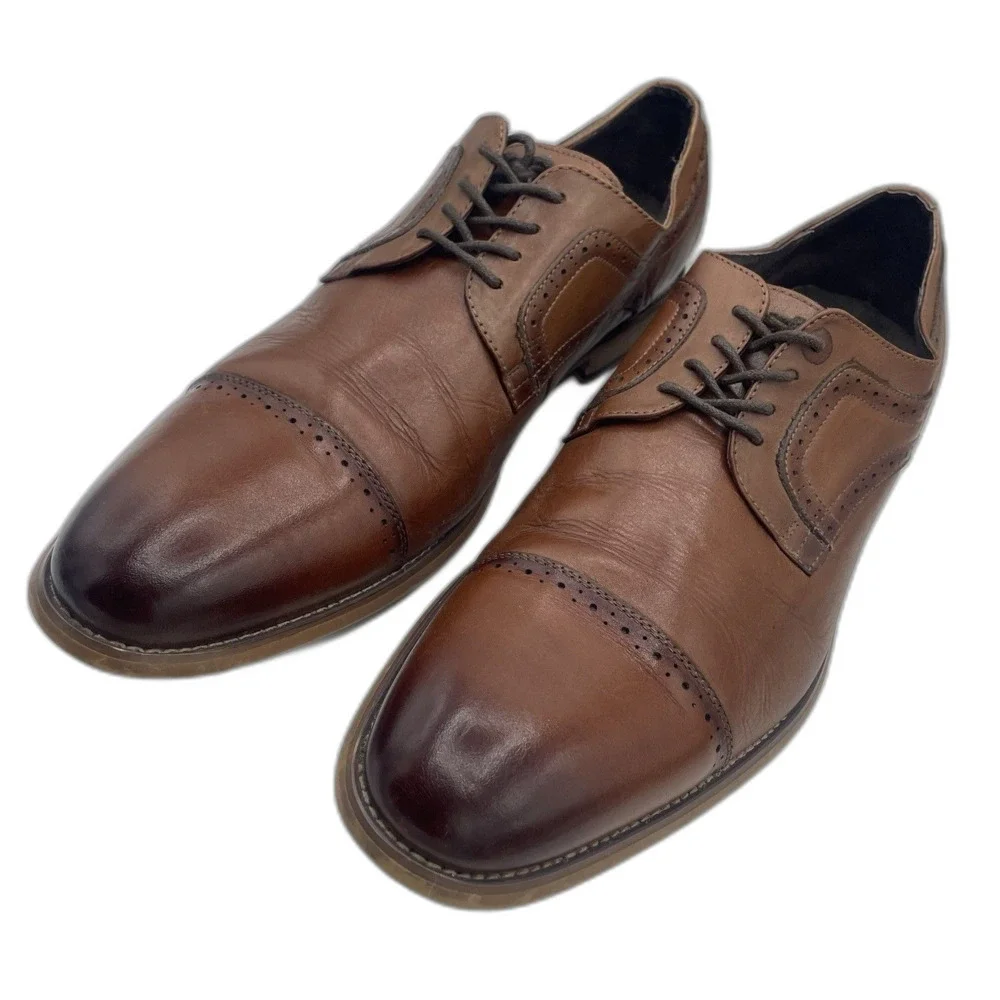 Stacy Adams Shoes Mens 13 M Dickinson Dress Cap Oxford 25066-221 Brown Leather
